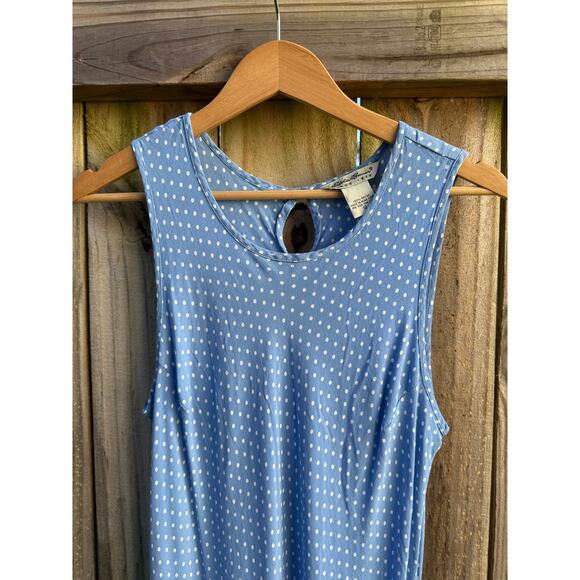 90s Vintage Washed French Blue Bias Cut Dress / Micro Polka Dot - Picture 9 of 10